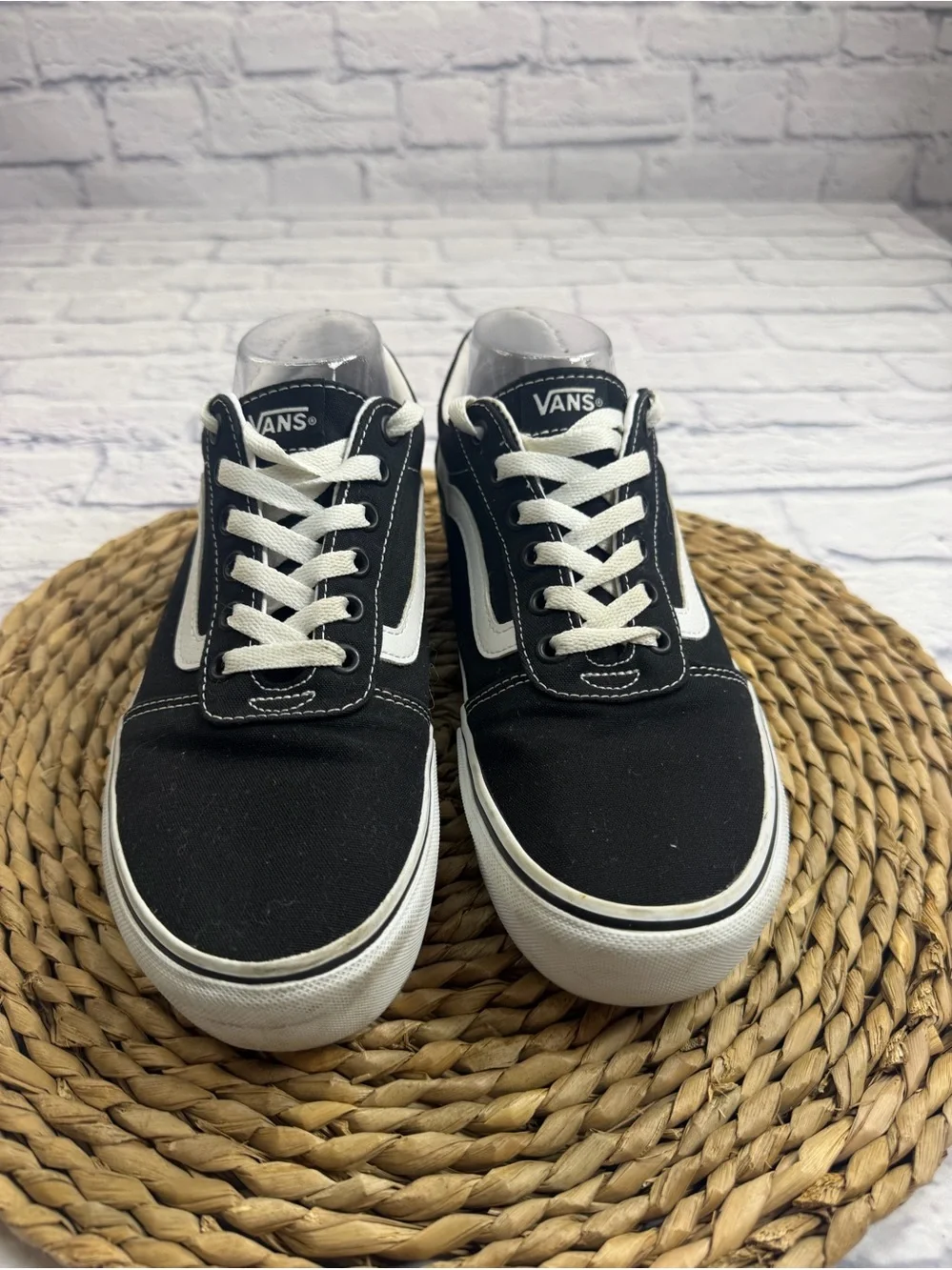 Vans Black and White Low-Top Skate Sneakers. Women’s Size 9.